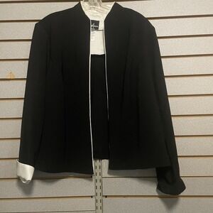 Positive Attitude‎ 2 Pc Skirt Suit Blazer Black White Women's Sz 16 Made In USA